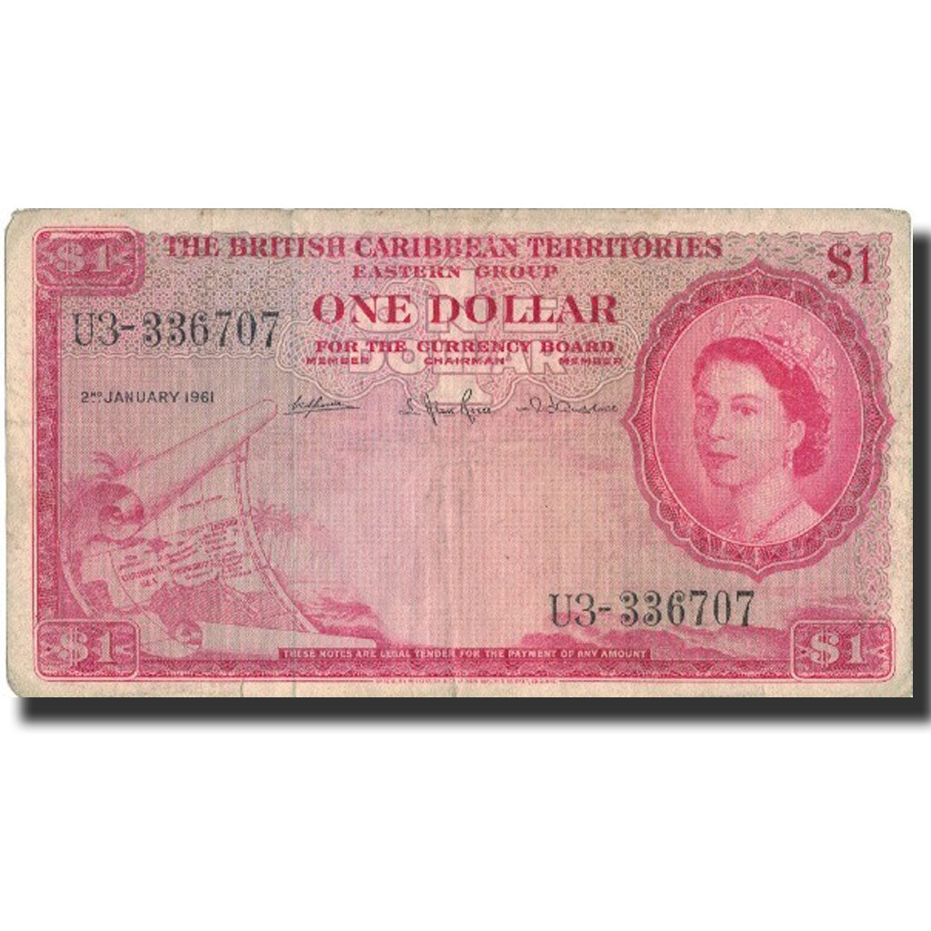 Banconote, Territori britannici d'oltremare, 1 Dollar, 1961, KM:7c, 1961-01-02