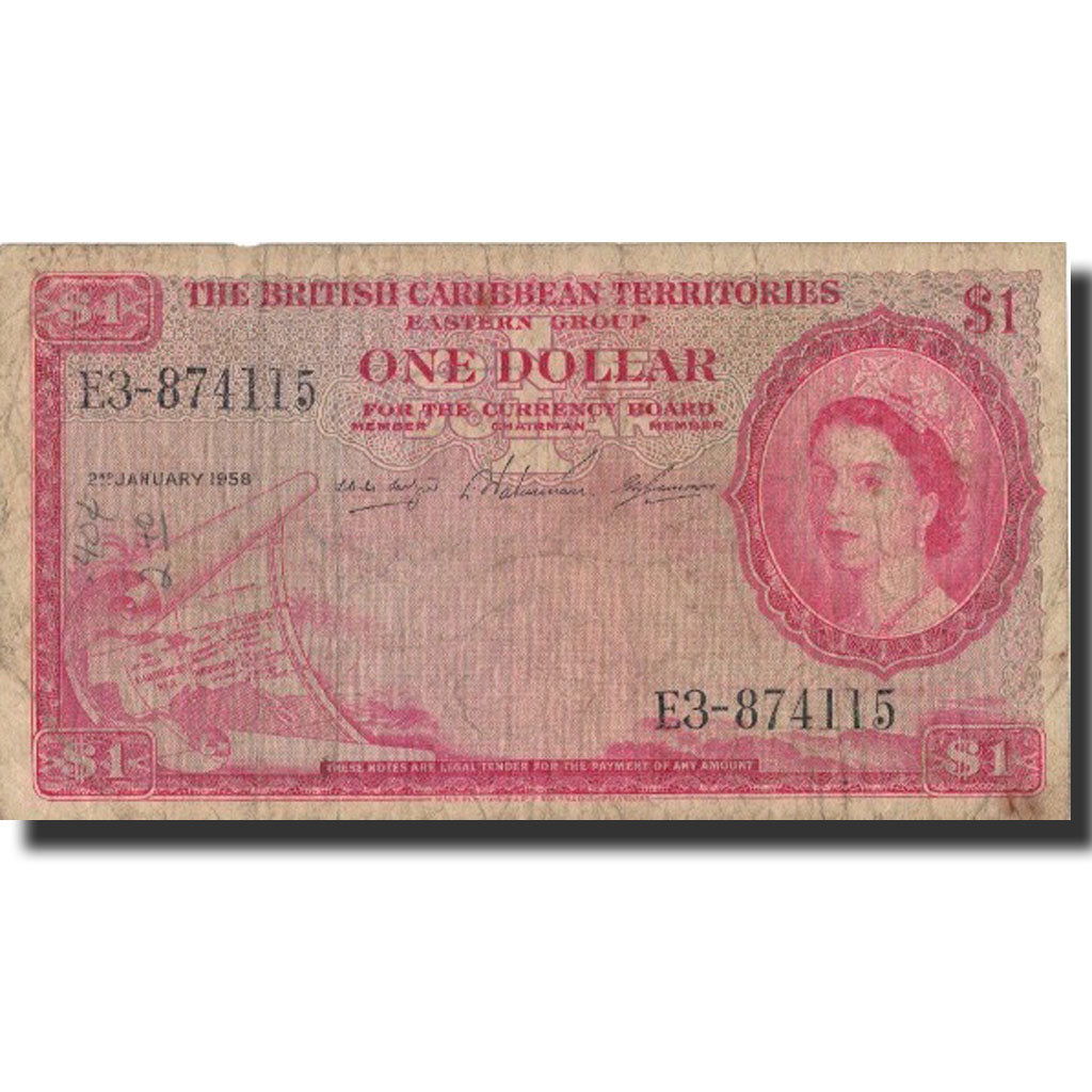 Banknote, British Caribbean Territories, 1 Dollar, 1958, 1958-01-02, KM:7c