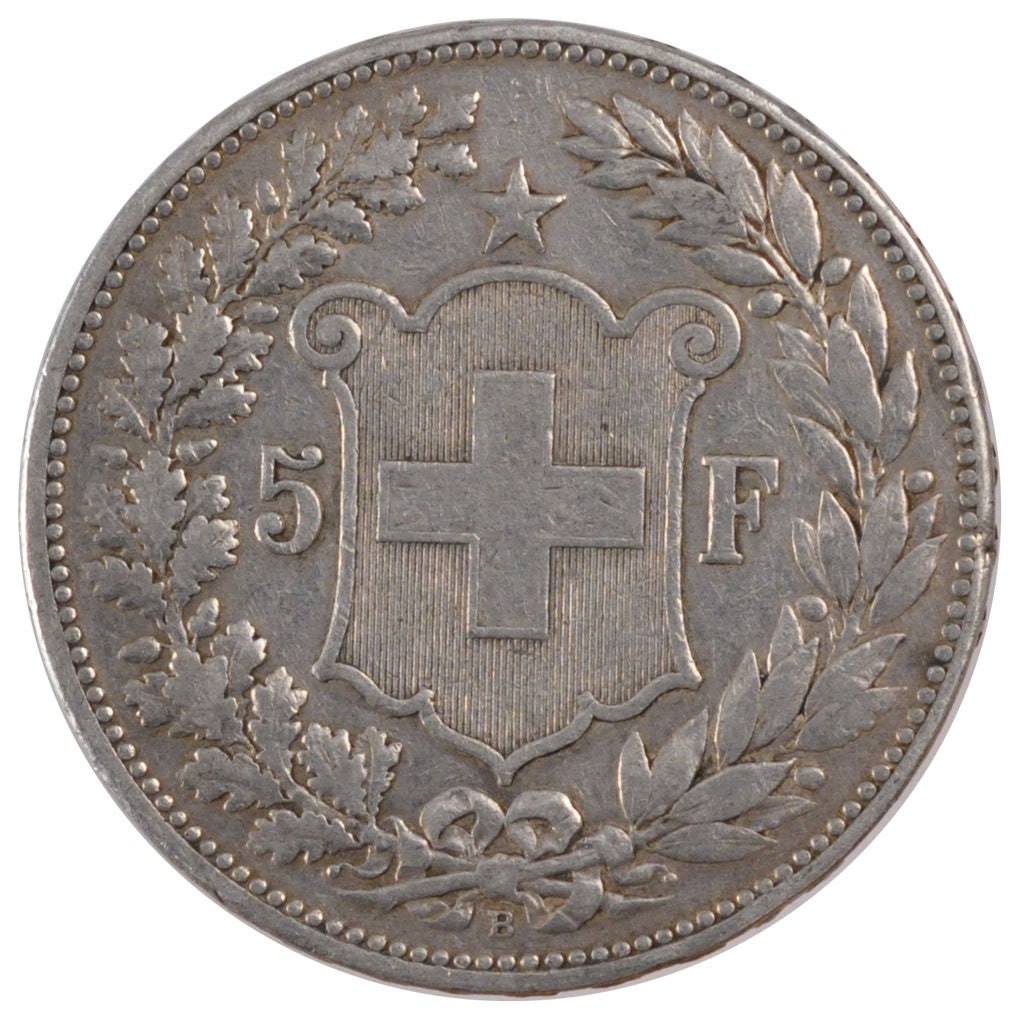 Coin, Switzerland, 5 Francs, 1892, Bern, VF(30-35), Silver, KM:34