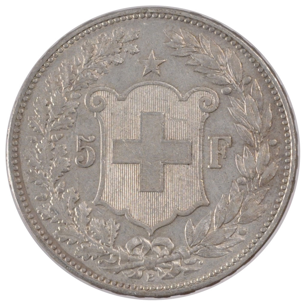 SWITZERLAND, 5 Francs, 1907, Bern, KM #34, EF(40-45), Silver, 37, 25.00