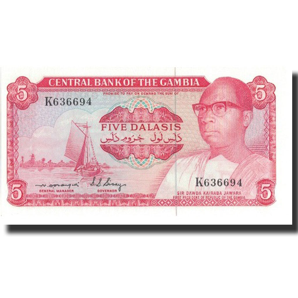 Banknote, The Gambia, 5 Dalasis, undated (1972-86), KM:5b, UNC(65-70)