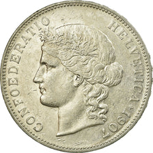 Munten, Zwitserland, 5 Francs, 1907, Bern, ZF+, Zilver, KM:34
