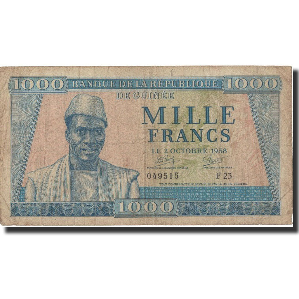 Banknote, Guinea, 1000 Francs, 1958, 1958-10-02, KM:9, VF(20-25)