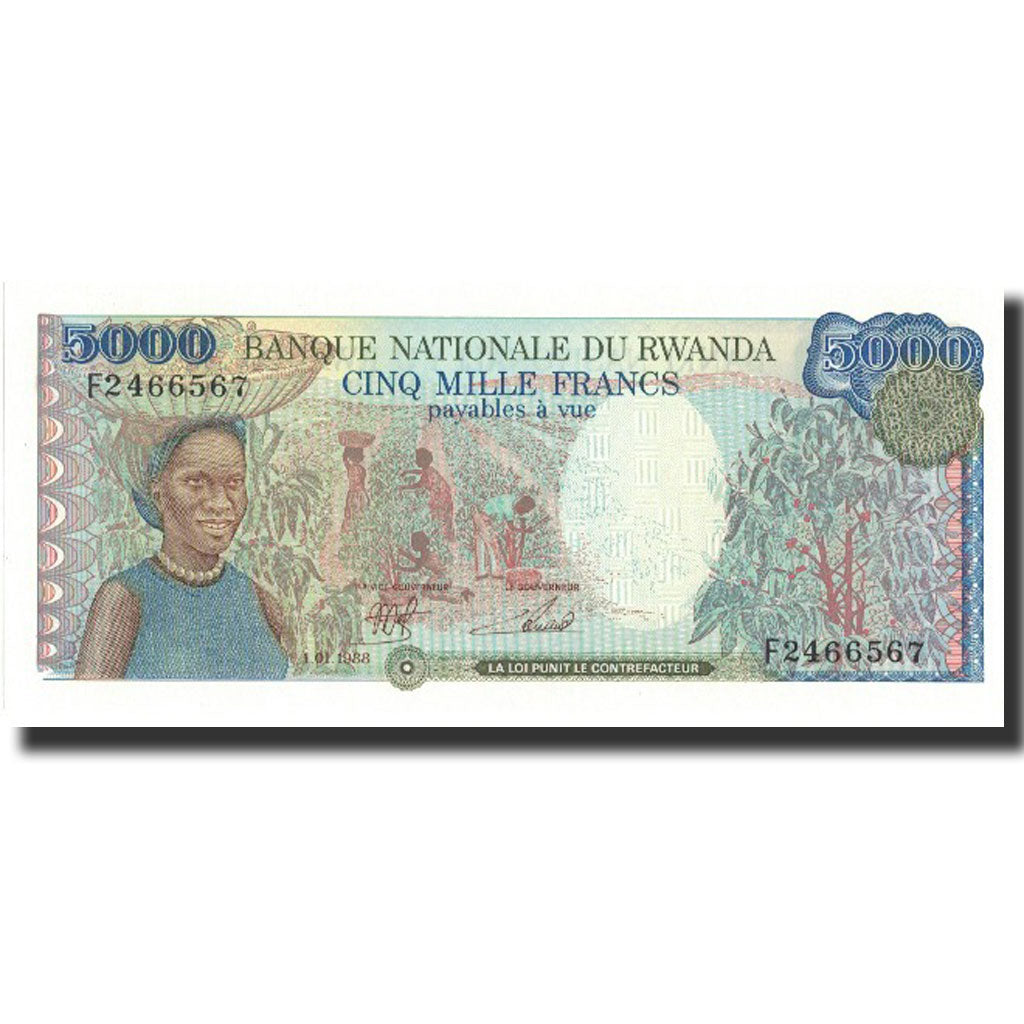 Banknote, Rwanda, 5000 Francs, 1988, 1988-01-01, KM:22, UNC(65-70)