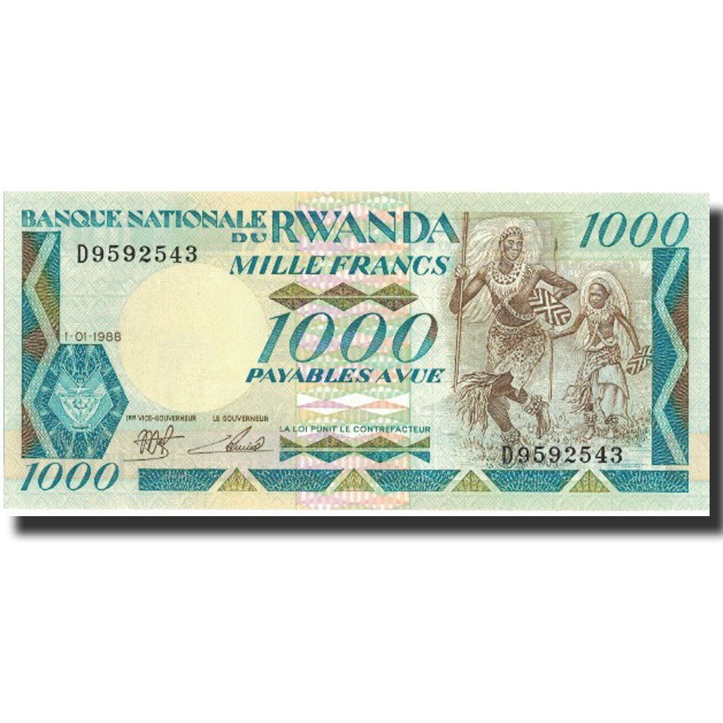 Billete, 1000 Francs, 1988, Ruanda, KM:21a, 1988-01-01, UNC