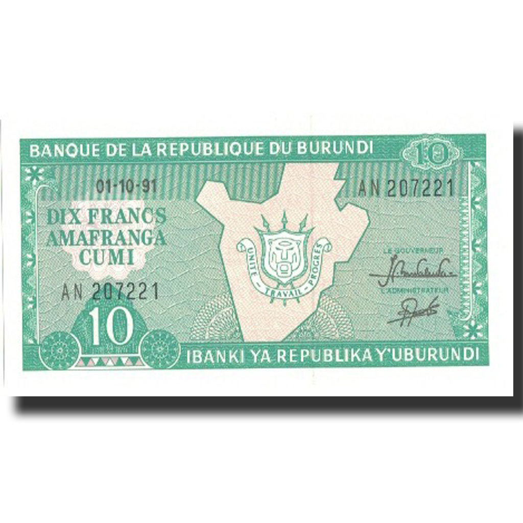 Banknote, Burundi, 10 Francs, 1991, 1991-10-01, KM:33b, UNC(65-70)