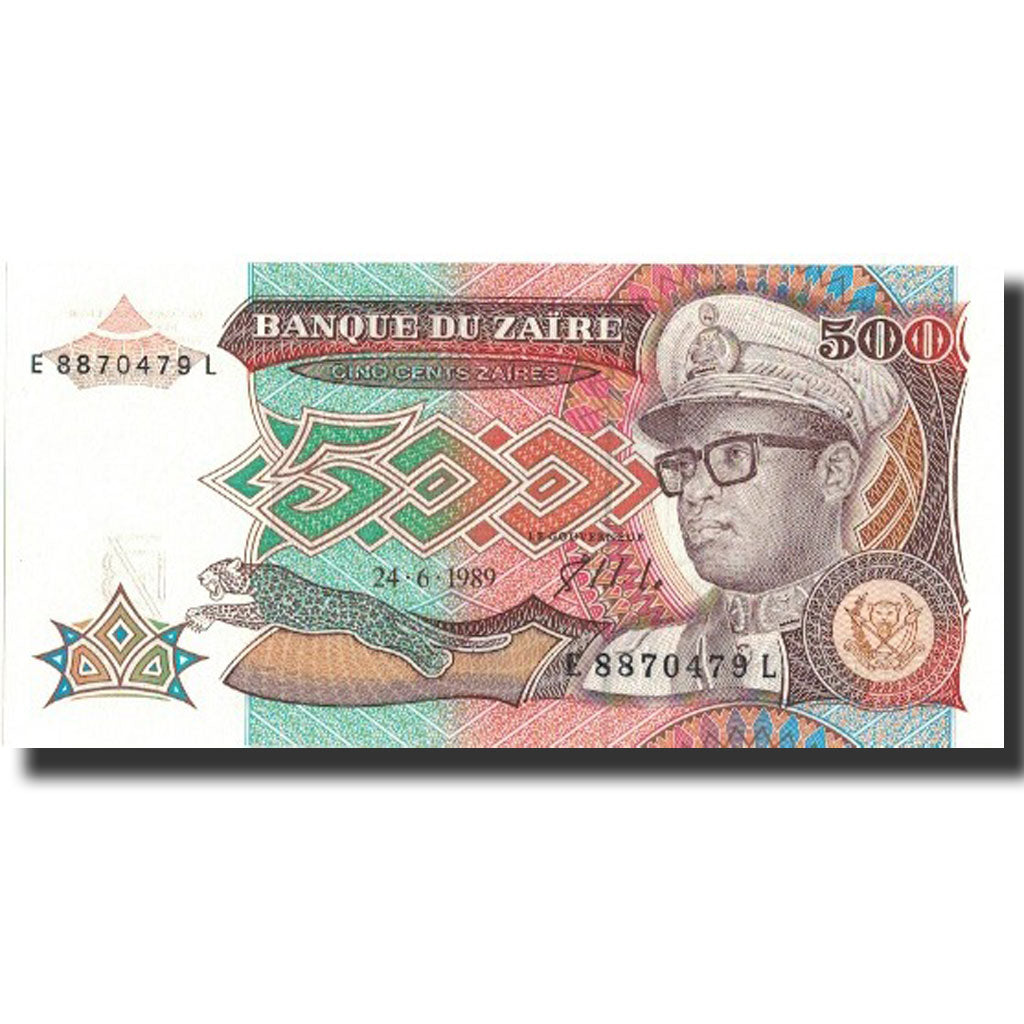 Banknote, Zaire, 500 Zaïres, 1989, 1989-06-24, KM:34a, UNC(65-70)
