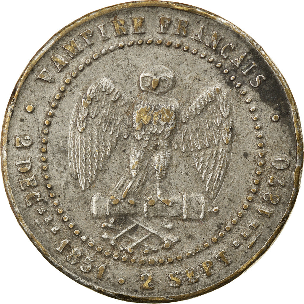 Coin, France, Napoléon III, Vampire Français, Sedan, 5 Centimes, 1870