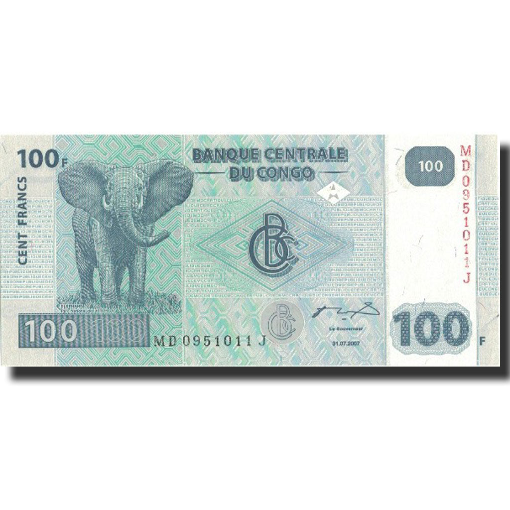 Geldschein, Congo Democratic Republic, 100 Francs, 2007, 31.07.2007, KM:98a, UNZ