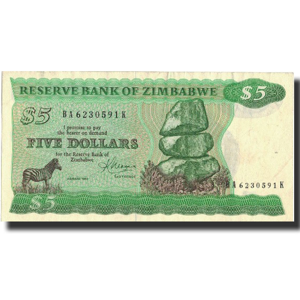 Banknote, Zimbabwe, 5 Dollars, 1983, 1983, KM:2c, AU(55-58)