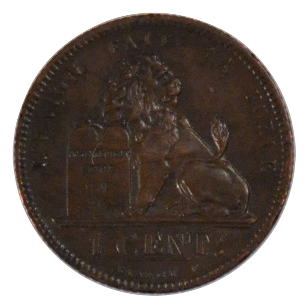 BELGIUM, Centime, 1861, KM #1.2, AU(50-53), Copper, 2.04