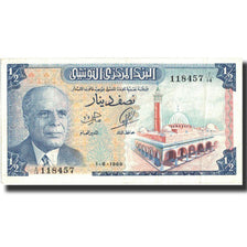 Billete, 1/2 Dinar, 1965, Túnez, KM:62a, 1965-06-01, EBC+