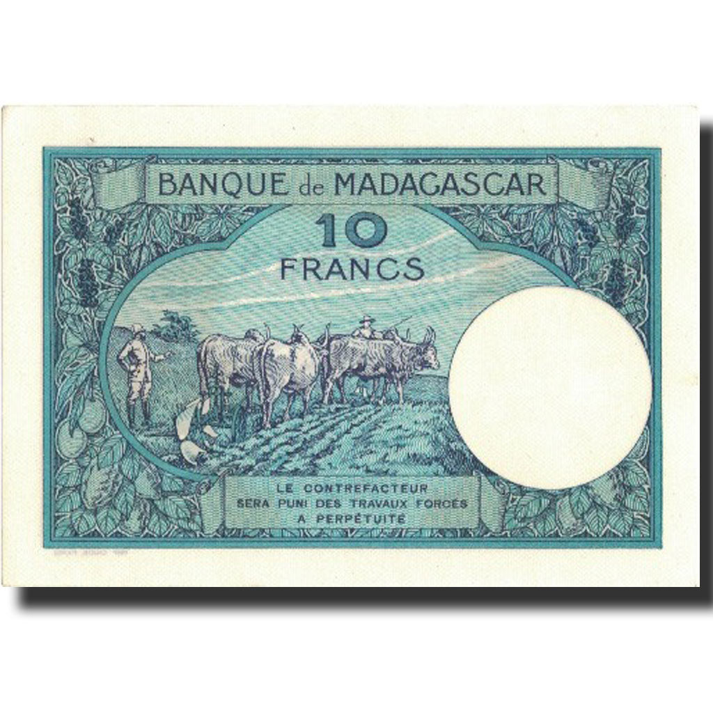 Banknote, Madagascar, 10 Francs, Undated (1937-47), Undated (1937), KM:36