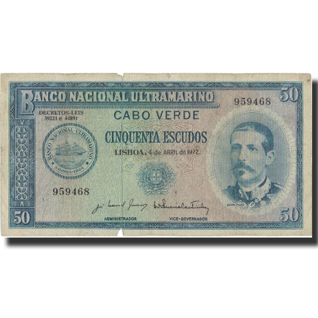 Banknote, Cape Verde, 50 Escudos, 1972, 1972-04-04, KM:53a, VF(20-25)