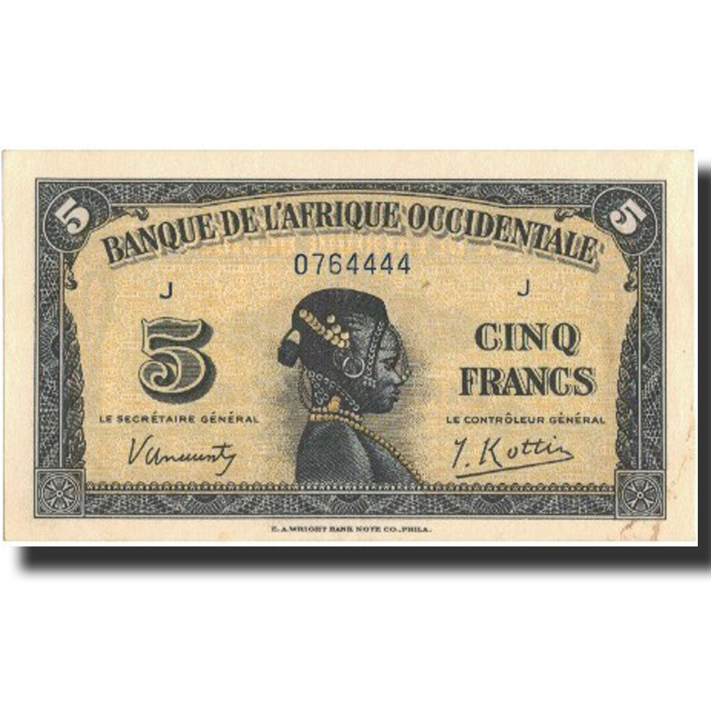 Geldschein, French West Africa, 5 Francs, 1942, 1942-12-14, KM:28a, UNZ-