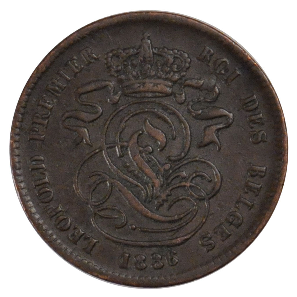 BELGIUM, 2 Centimes, 1836, KM #4.2, AU(50-53), Copper, 3.65
