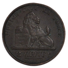 BELGIUM, 2 Centimes, 1874, KM #35.1, AU(55-58), Copper, 21.5, 3.94