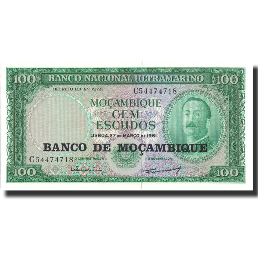 Banknot, Mozambik, 100 Escudos, 1961, 1961-03-27, KM:109a, UNC(65-70)