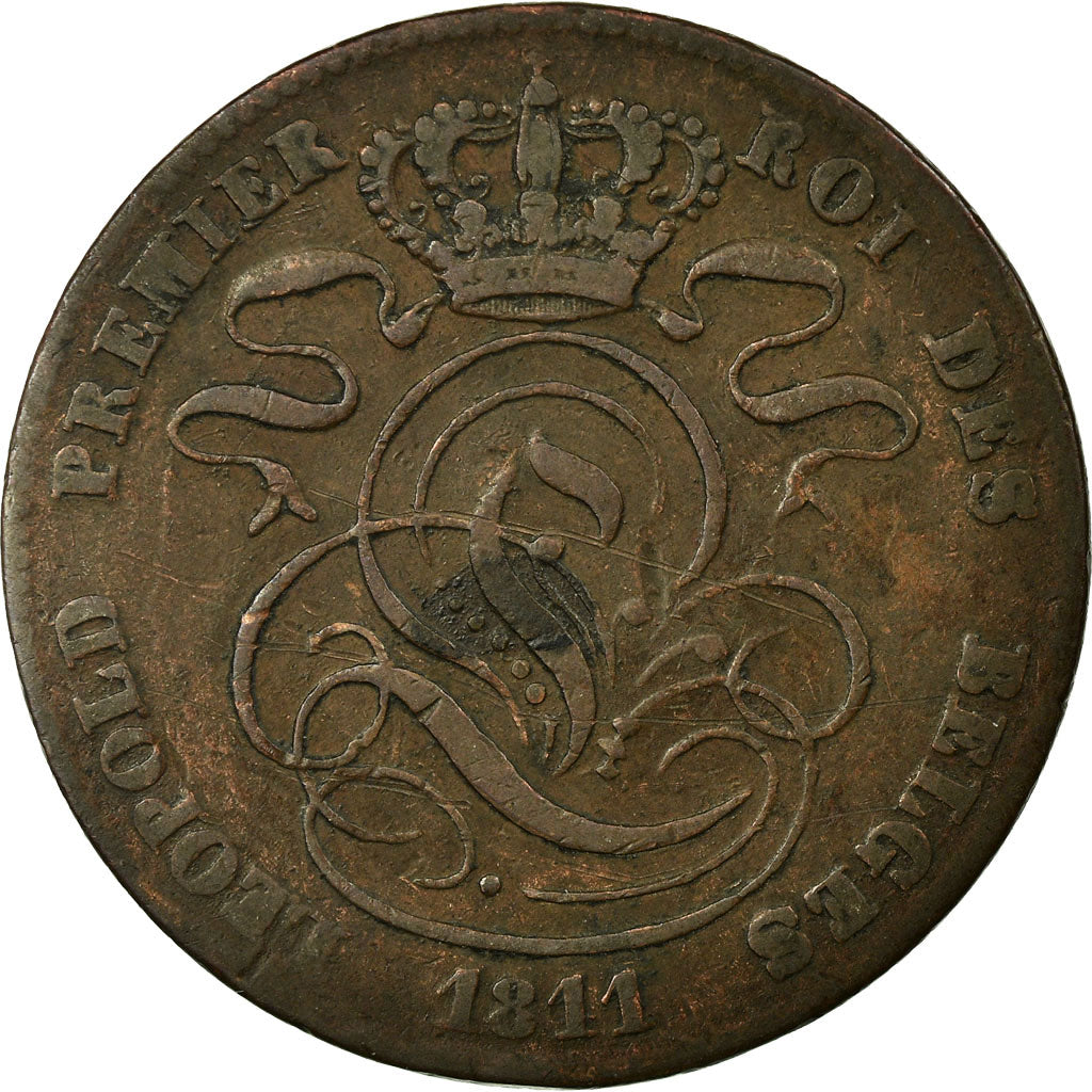 BELGIUM, 5 Centimes, 1811, KM #5.1, EF(40-45), Copper, 28.3, 9.87