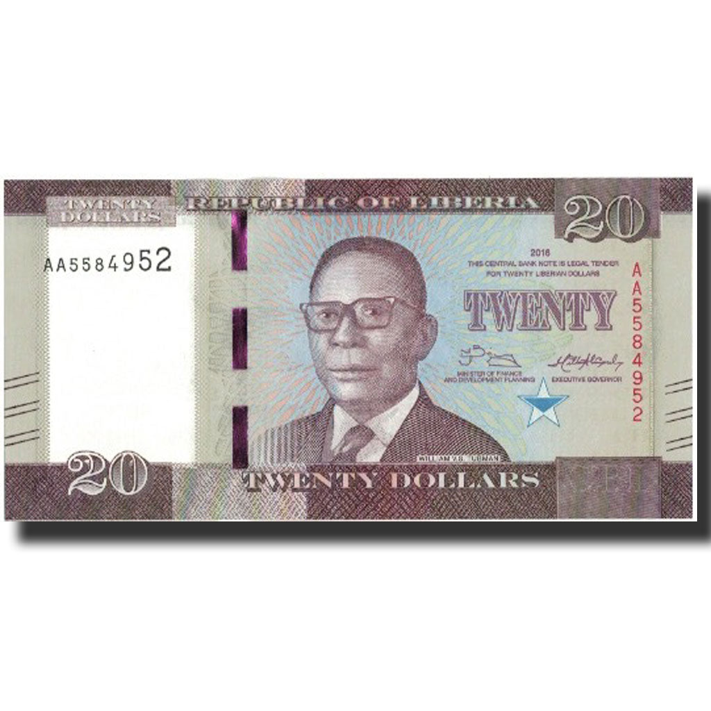 Biljet, Liberia, 20 Dollars, 2016, 2016, NIEUW