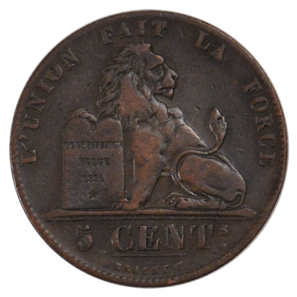 Coin, Belgium, Leopold I, 5 Centimes, 1850, EF(40-45), Copper, KM:5.1