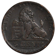 BELGIUM, 5 Centimes, 1855, KM #5.1, VF(20-25), Copper, 28.3, 9.56