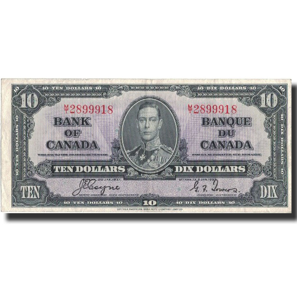 Banknote, Canada, 10 Dollars, 1937, 1937-01-02, KM:61c, EF(40-45)