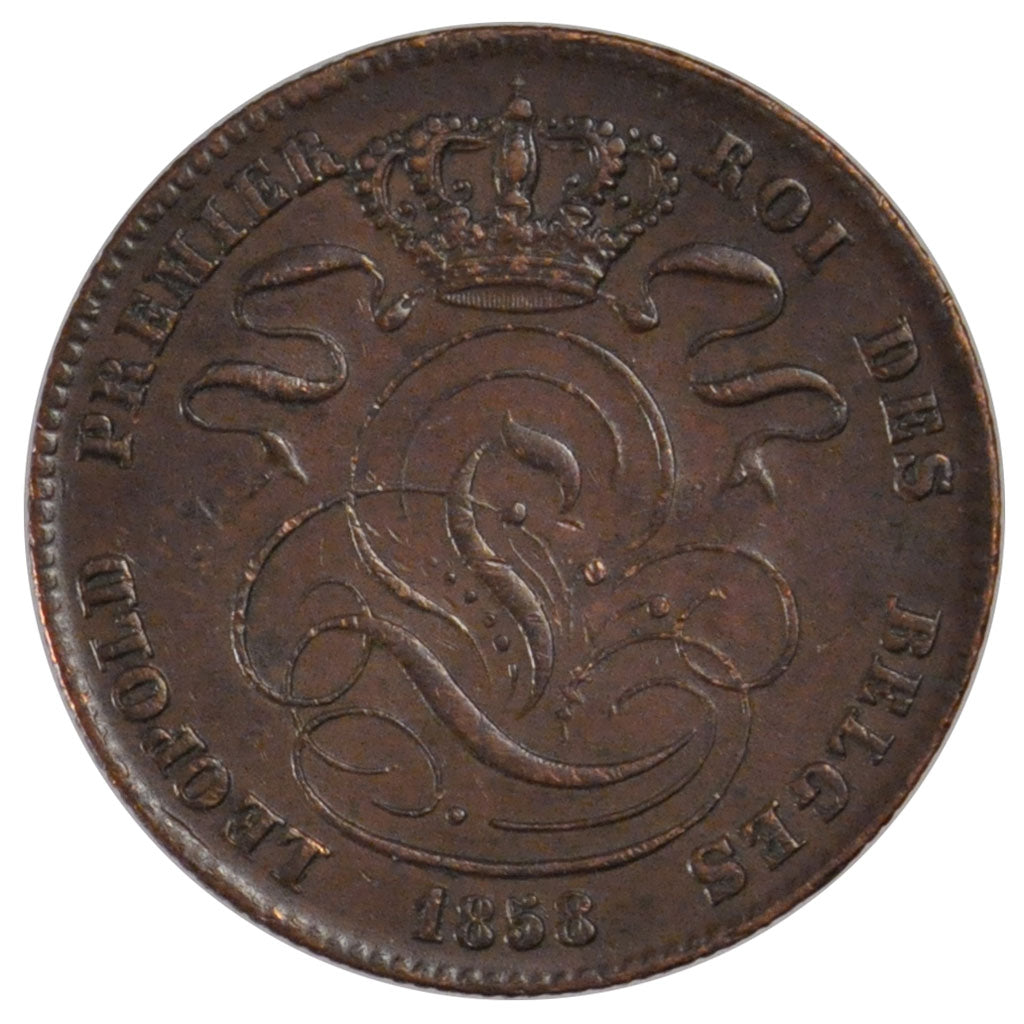 Coin, Belgium, Leopold I, 5 Centimes, 1858, AU(50-53), Copper, KM:5.1