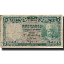 Banknote, Albania, 5 Franka Ari, Undated (1926), Undated, KM:2a, VG(8-10)