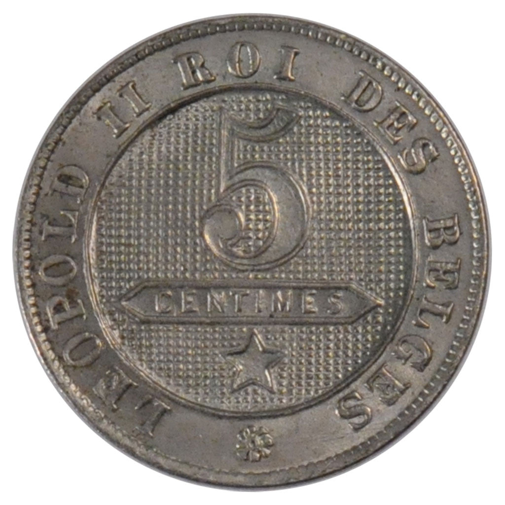 Coin, Belgium, Leopold II, 5 Centimes, 1900, AU(55-58), Copper-nickel, KM:40