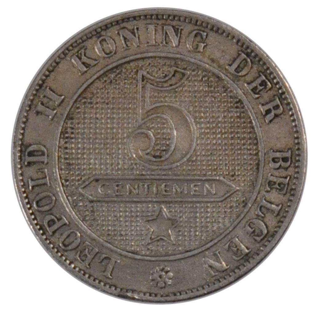 Moneta, Belgio, Leopold II, 5 Centimes, 1900, BB, Rame-nichel, KM:41