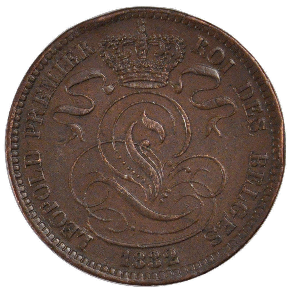 BELGIUM, 10 Centimes, 1832, KM #2.1, EF(40-45), Copper, 21.01