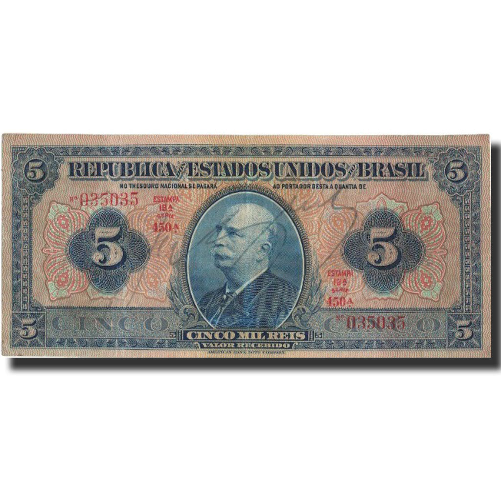 Banknote, Brazil, 5 Mil Reis, 1925, 1925, KM:29b, EF(40-45)
