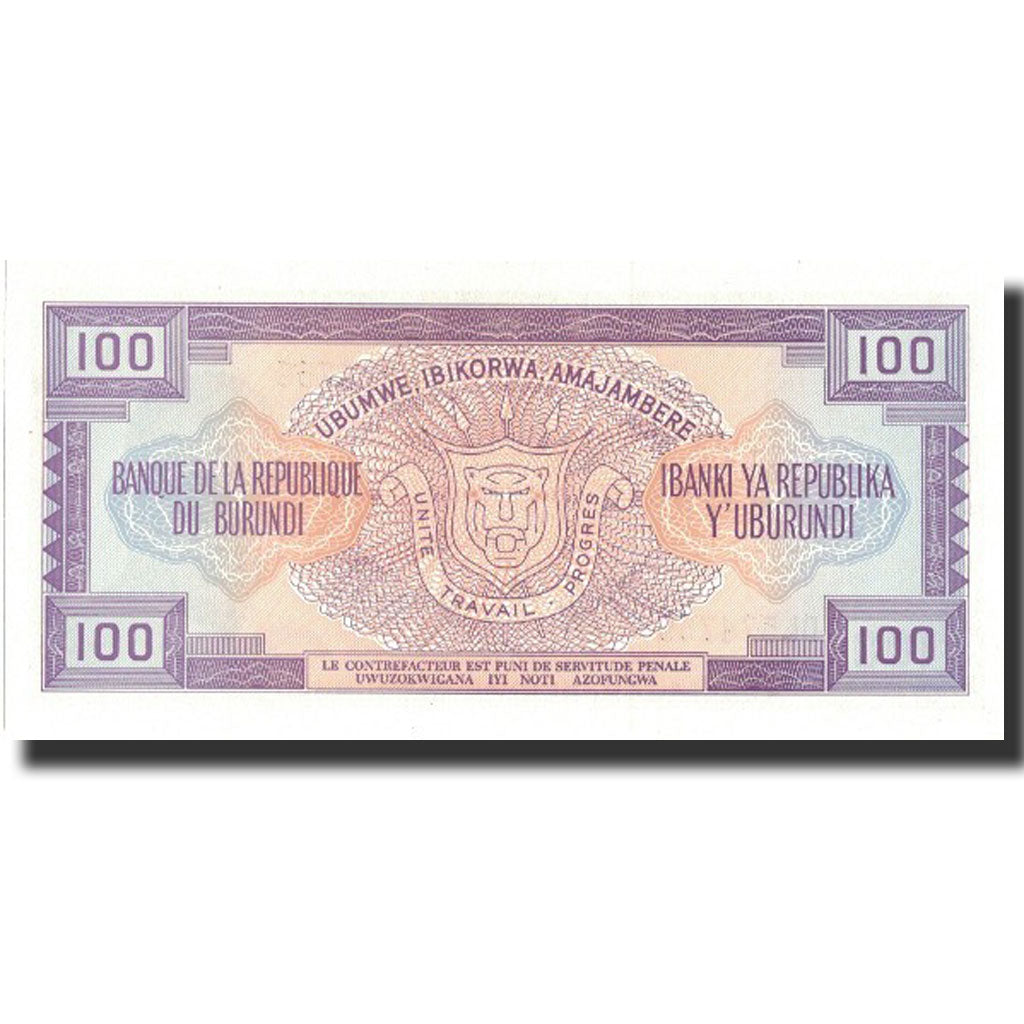 Banknote, Burundi, 100 Francs, 1990, 1990-07-01, KM:29c, UNC(65-70)