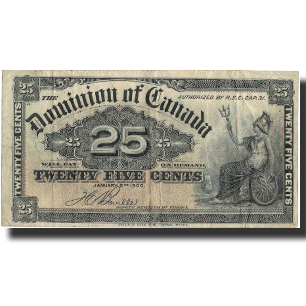 Banknote, Canada, 25 Cents, 1900, 1900-01-02, KM:9b, VF(20-25)