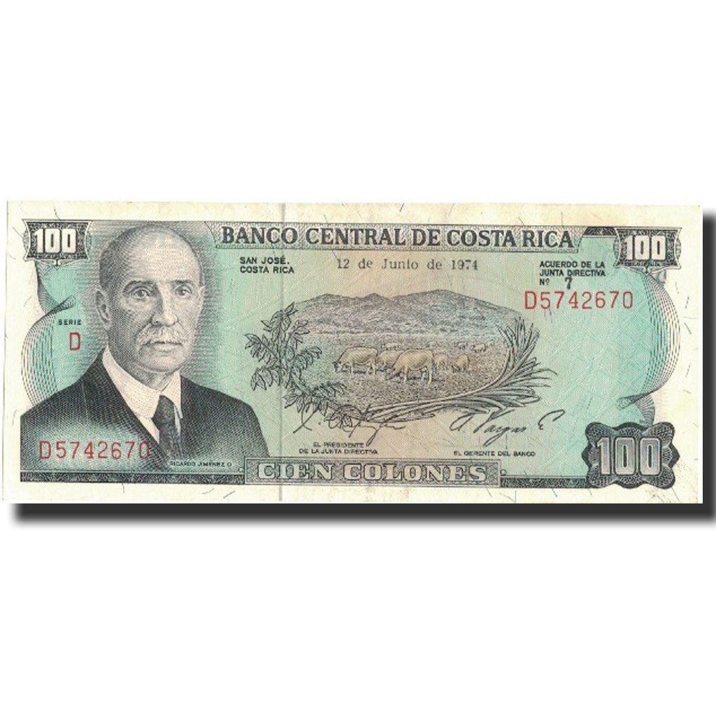 Billete, 100 Colones, 1974, Costa Rica, 1974-06-12, KM:240a, SC+