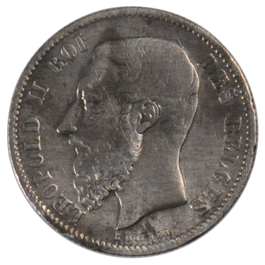 Belgio, Leopold II, 50 Centimes, 1886, MB+, Argento, KM:26