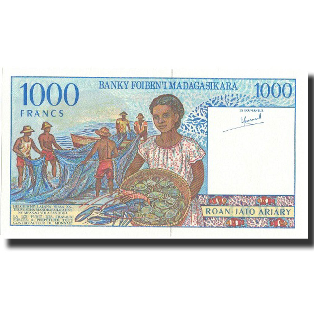 Banknote, Madagascar, 1000 Francs = 200 Ariary, Undated (1994), Undated, KM:76a