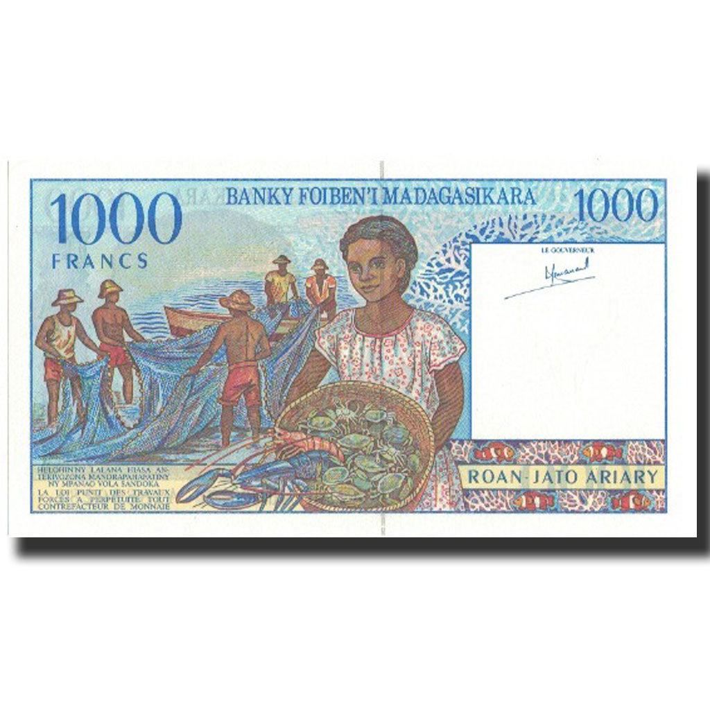 Banknote, Madagascar, 1000 Francs = 200 Ariary, Undated (1994), Undated, KM:76a