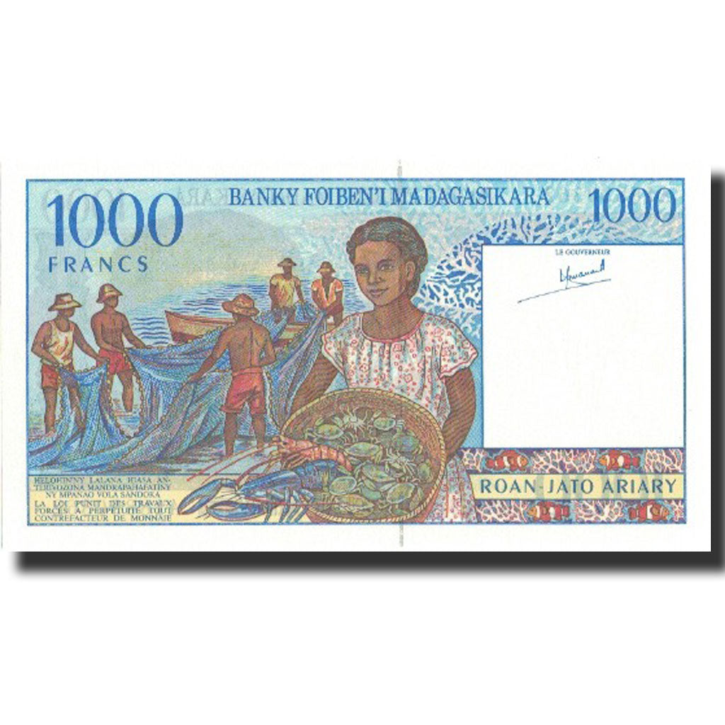 Banknote, Madagascar, 1000 Francs = 200 Ariary, Undated (1994), Undated, KM:76a