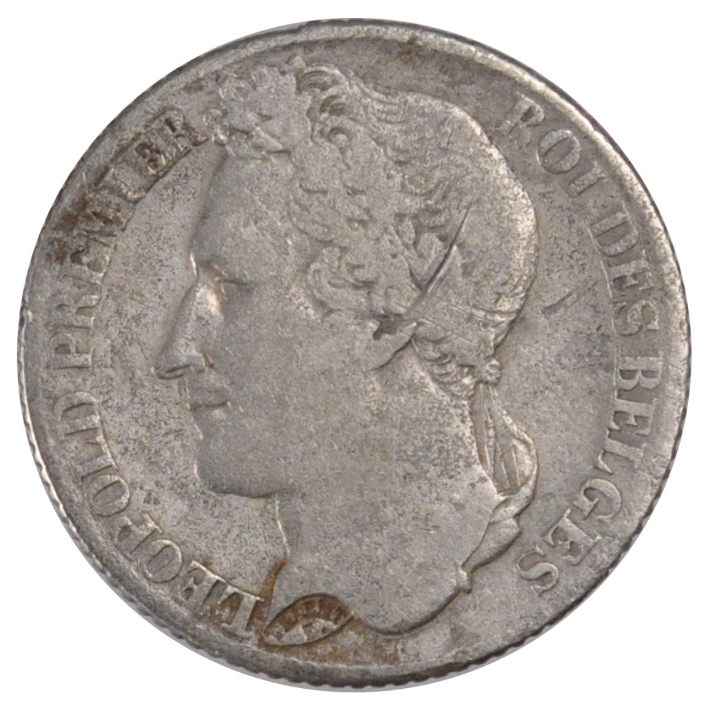 BELGIUM, Franc, 1844, KM #7.1, VF(20-25), Silver, 4.78