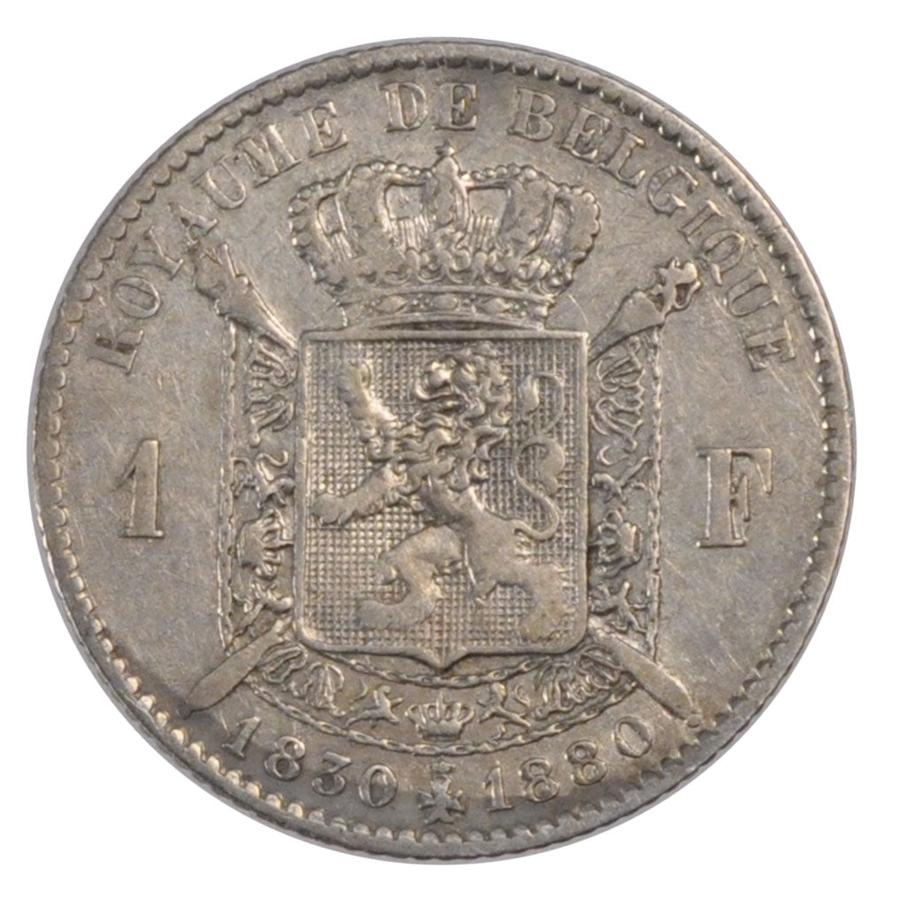 Belgio, Leopold II, Franc, 1880, BB, Argento, KM:38