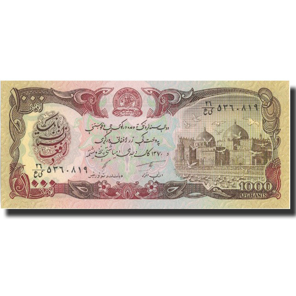 Banknote, Afghanistan, 1000 Afghanis, 1991, 1991, KM:61c, UNC(65-70)