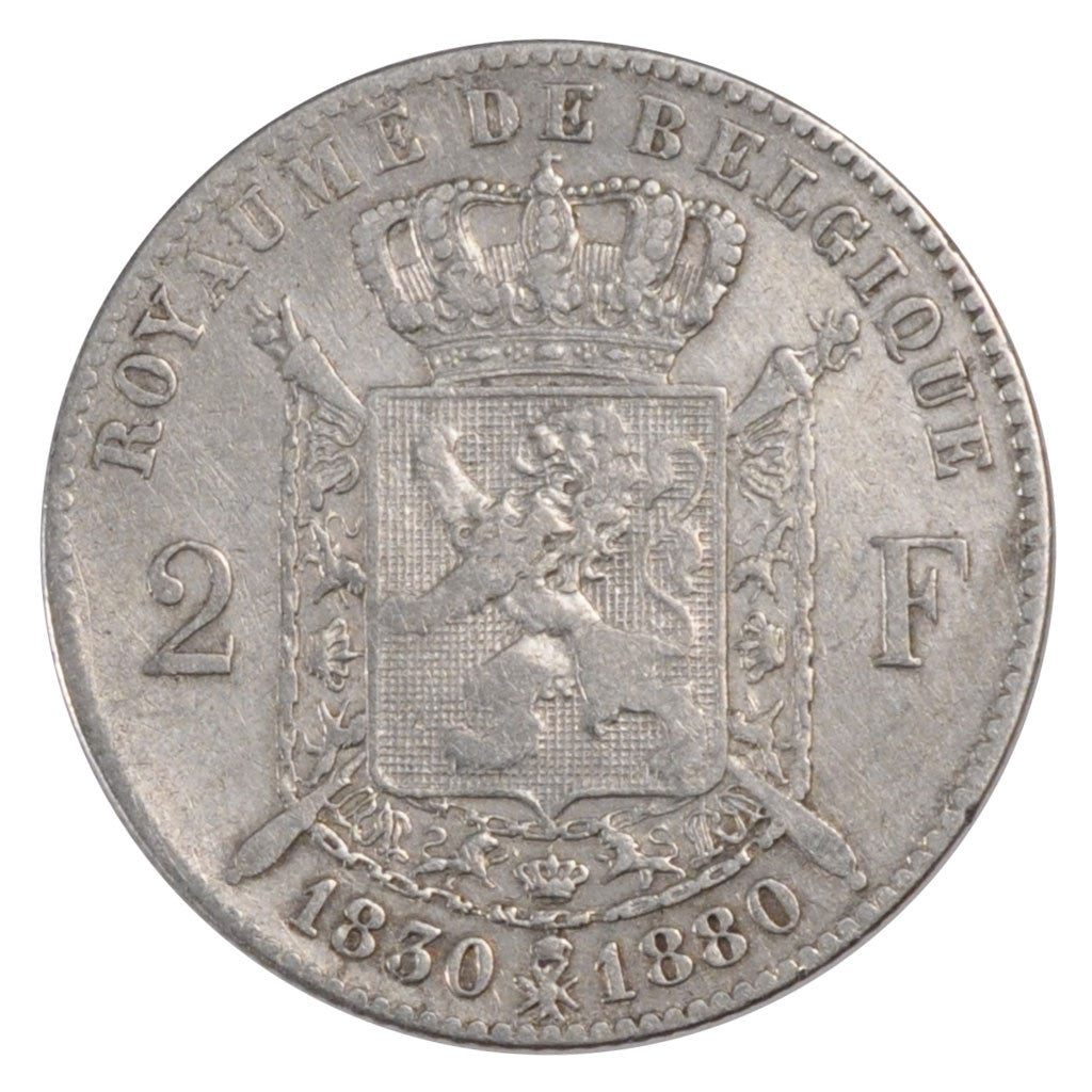 Coin, Belgium, Leopold II, 2 Francs, 2 Frank, 1880, EF(40-45), Silver, KM:39