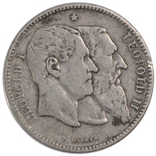 BELGIUM, 2 Francs, 2 Frank, 1880, KM #39, VF(30-35), Silver, 9.88