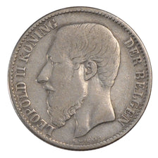 BELGIUM, 2 Francs, 2 Frank, 1887, KM #31, VF(20-25), Silver, 9.81
