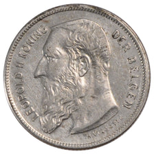 BELGIUM, 2 Francs, 2 Frank, 1909, KM #59, AU(50-53), Silver, 9.99