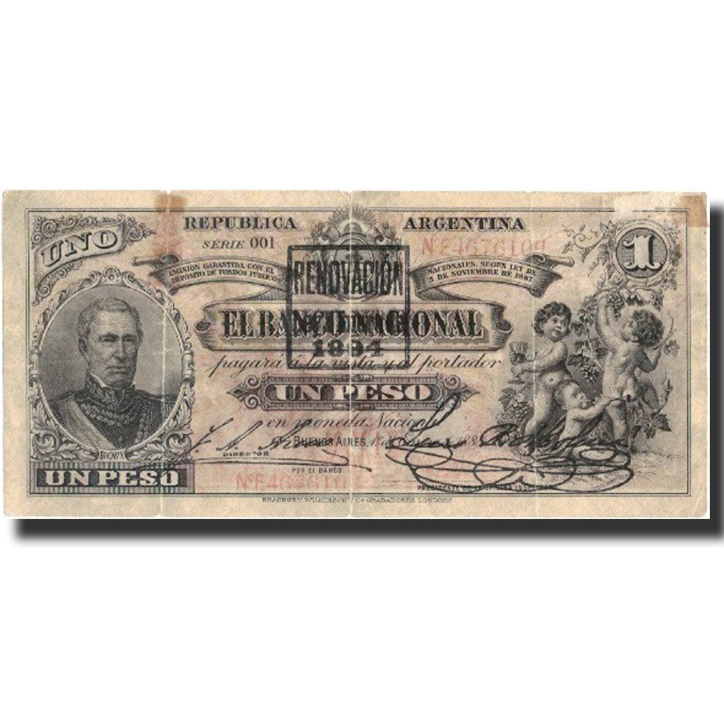 Banknote, Argentina, 1 Peso, 1888, 1888-01-01, KM:S1121b, VG(8-10)