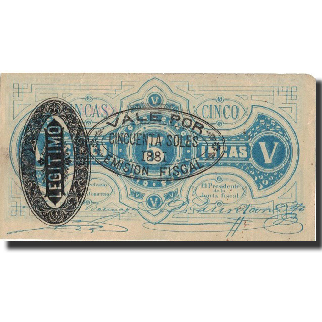 Banknote, Peru, 50 Soles, 1881, 1881-09-01, KM:19, EF(40-45)
