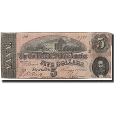 Biljet, Confederale Staten van Amerika, 5 Dollars, 1864, 1864-02-17, KM:67, TB